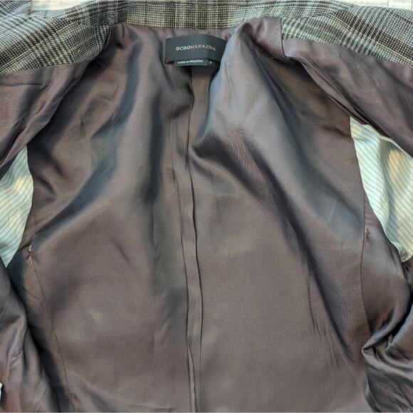 BCBG Max Azria Wool Houndstooth Academic Blazer Jacket Elbow Patches, Wmns S - Picture 5 of 7